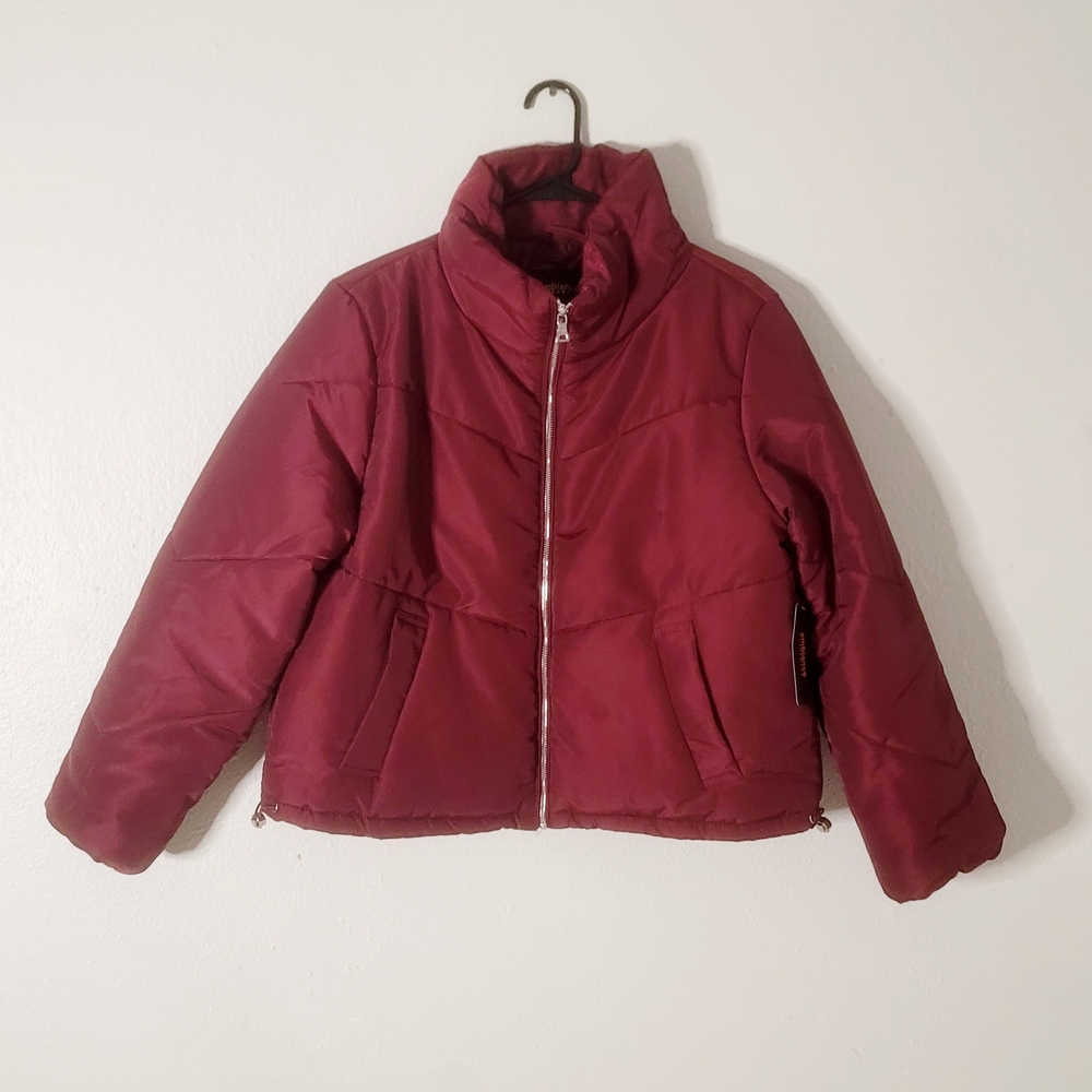 Burgundy Puffer Jacket Size Small Full Zip